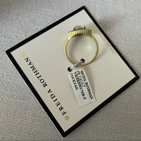 FREIDA ROTHMAN Faceted Stone Vault Cocktail Ring Gold Silver Zirconia Stone $175 - Picture 7 of 16
